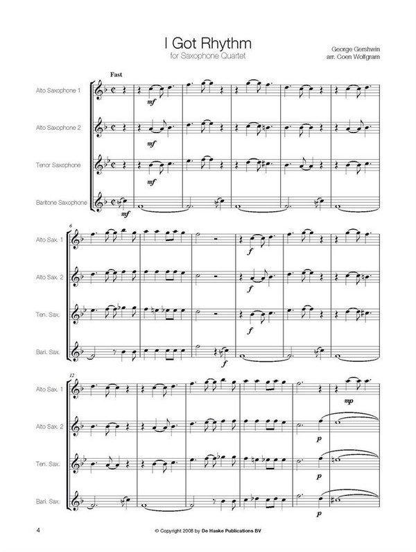 I got Rhythm for 4 saxophones (AATBar)