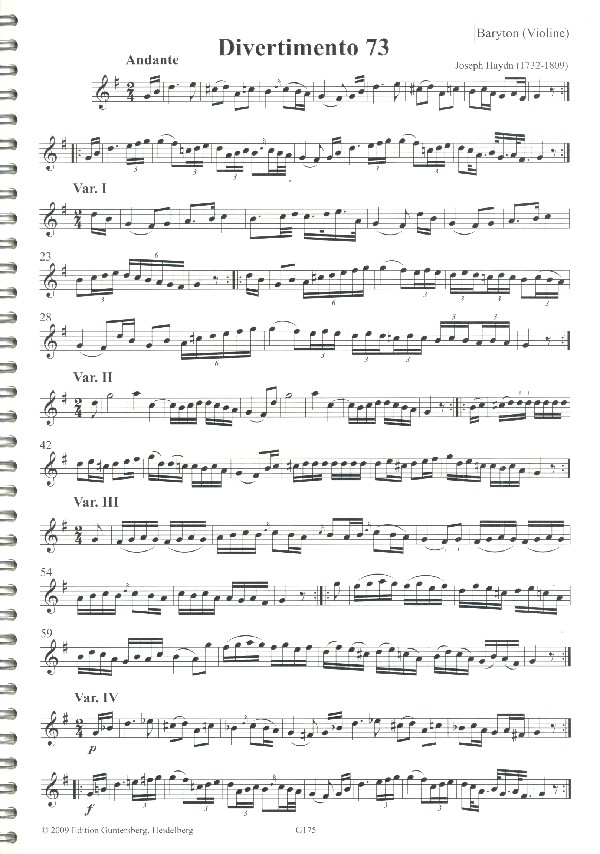 24 Divertimenti a tre Hob.XI:73-96