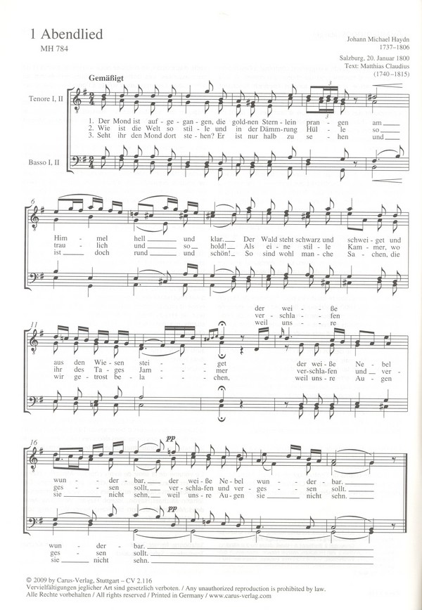 Chorbuch Mozart Haydn Band 6