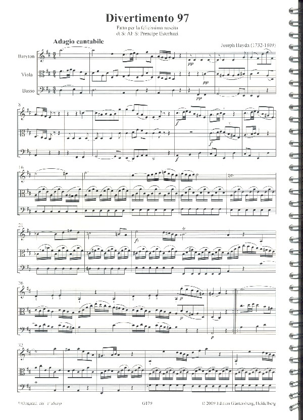 28 Divertimenti a tre Hob.XI:97-126 für Baryton