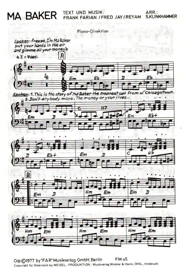 Ma Baker  und  Barfuss durch den Sommer: