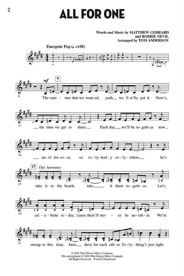 High School Musical vol.2 for unison chorus