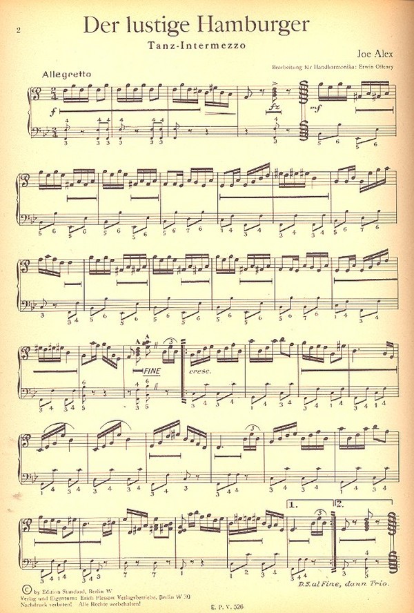 Der lustige Hamburger für Harmonika