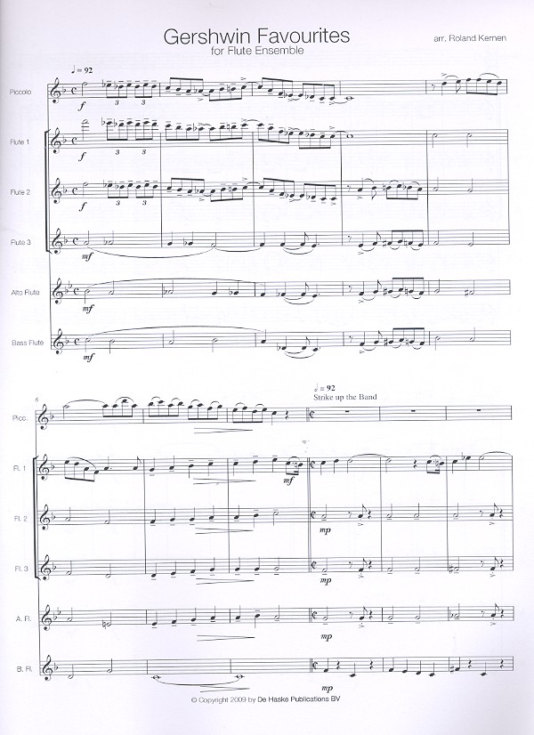 Gershwin Favourites for flute ensemble