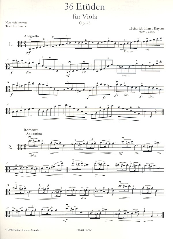 36 Etüden op.43 für Viola solo