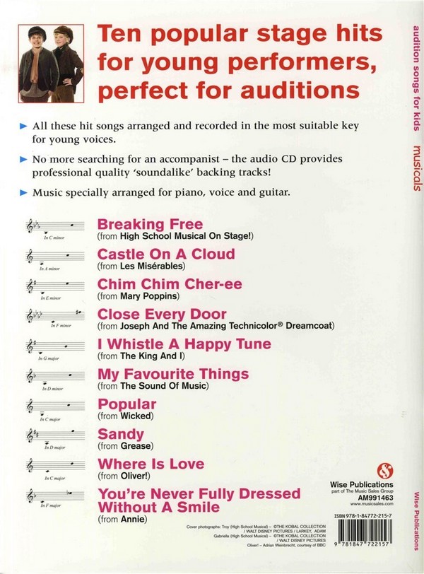 Audition Songs for Kids Musicals (+CD):