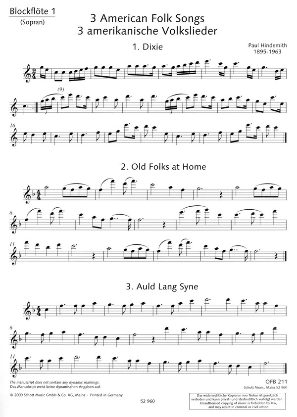 Hindemith, Paul: 3 amerikanische Volkslieder