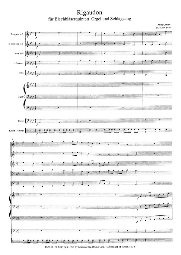 Rigaudon für Blechbläserquintett,