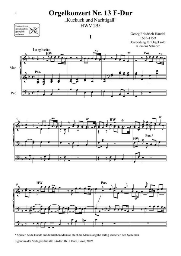 Orgelkonzert F-Dur Nr.13 HWV295