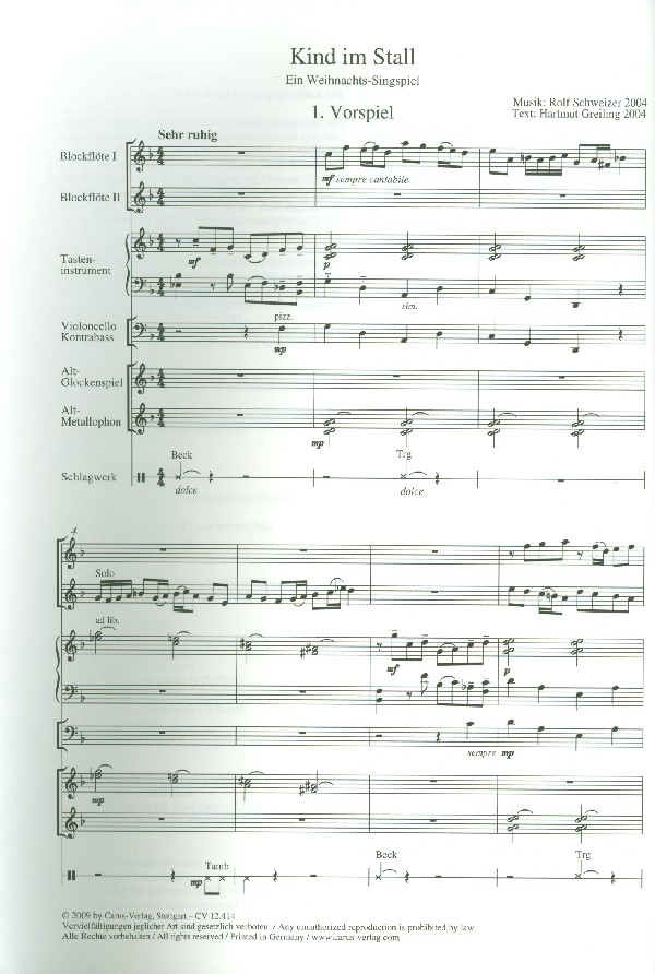 Kind im Stall für 2 Sprecher, Kinderchor