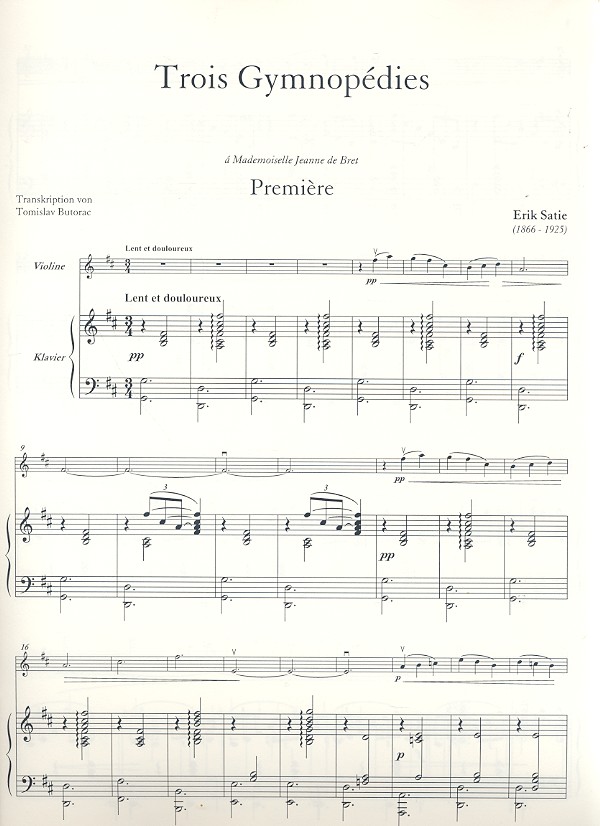 3 Gymnopédies für Violine