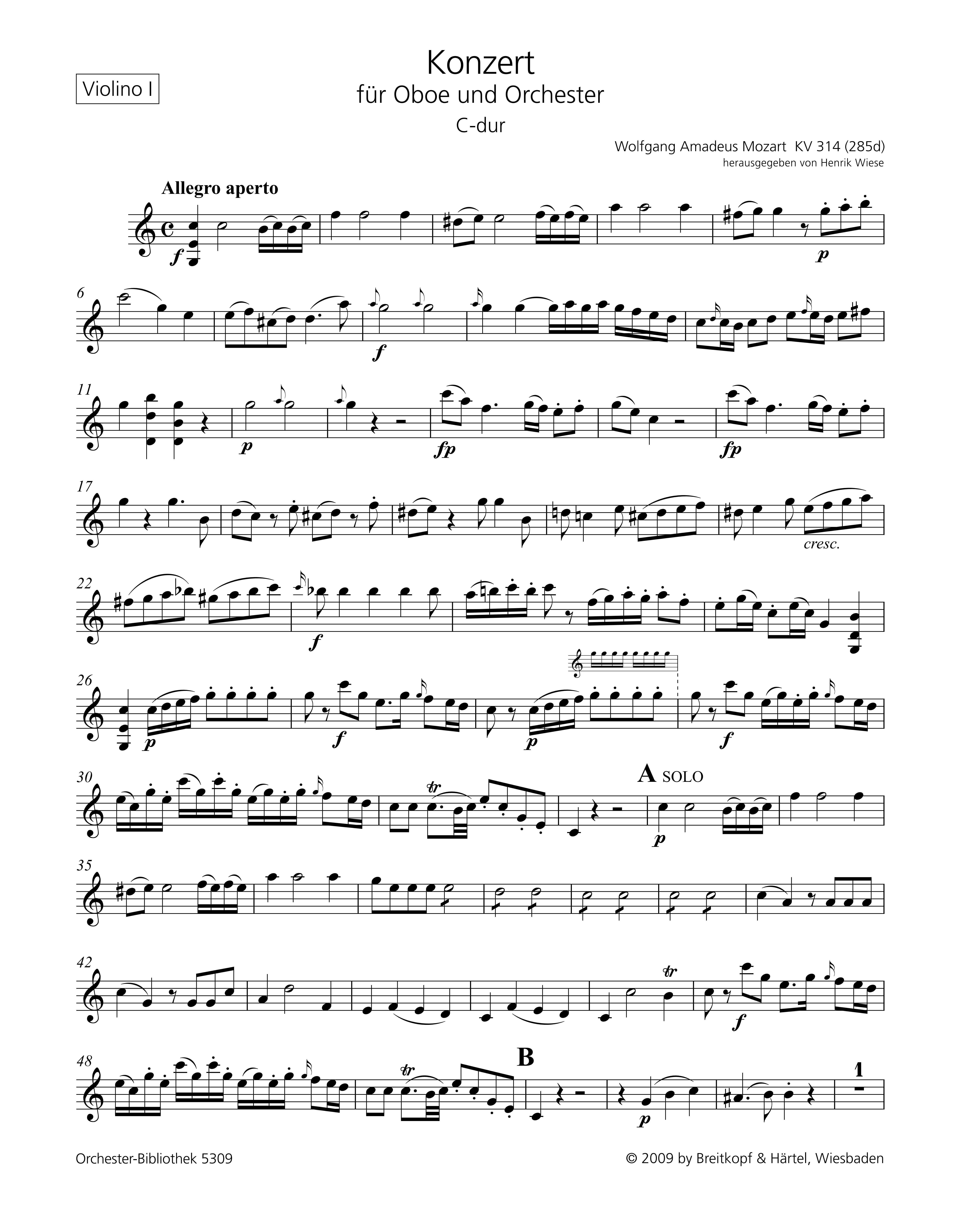 Konzert C-Dur KV314 (KV285d)