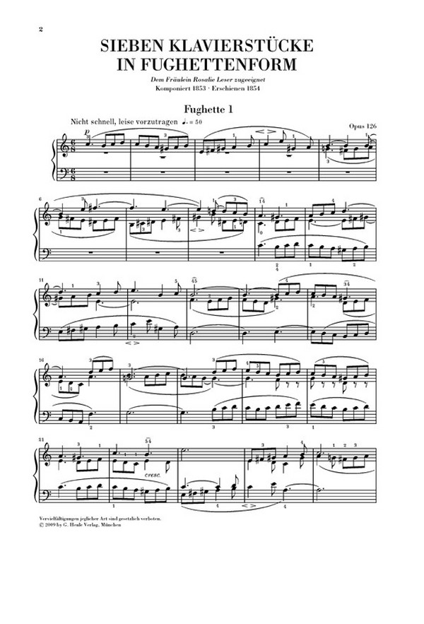 7 Klavierstücke in Fughettenform op.126