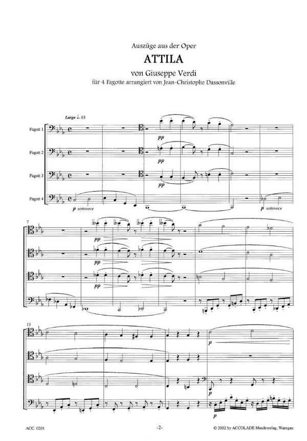 Attila (Auszüge) für 4 Fagotte