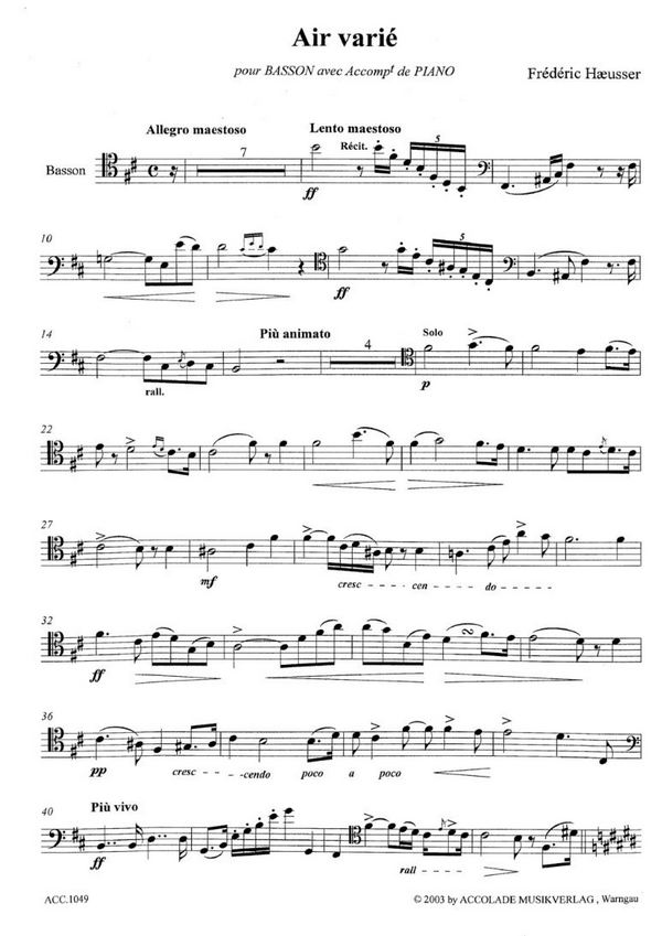 Air varié für Fagott und Klavier