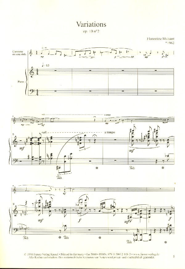 Variations für Klarinette und Klavier