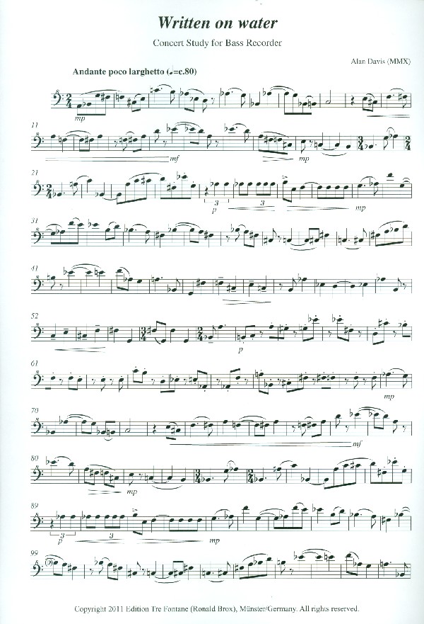 Written on Water für Baßblockflöte