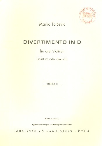 Divertimento D-Dur für 3 Violinen
