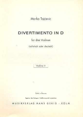 Divertimento D-Dur für 3 Violinen