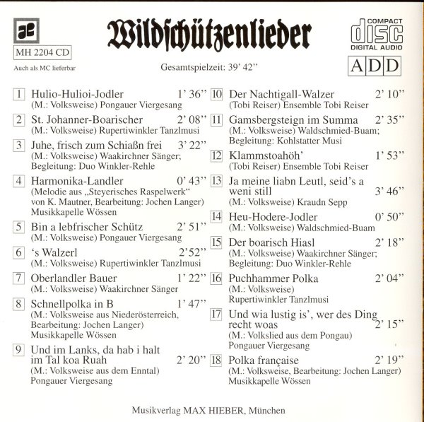 Wildschützenlieder CD