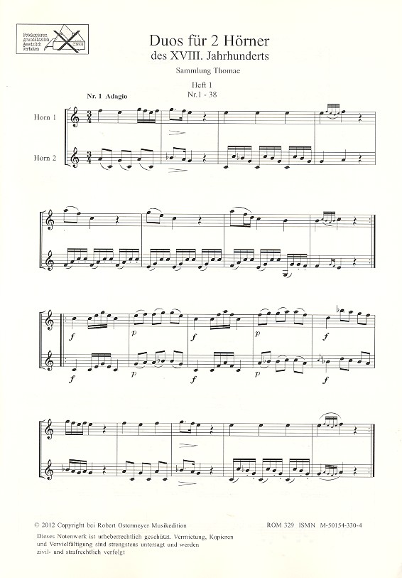 Duos für 2 Hörner des 18. Jahrhunderts Band 1 (Nr.1.38)