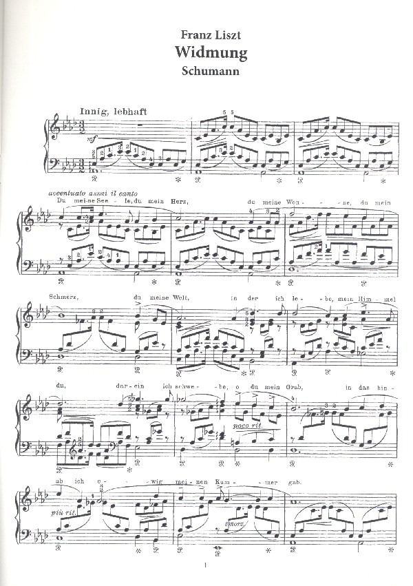 Widmung für Klavier (mit Text)