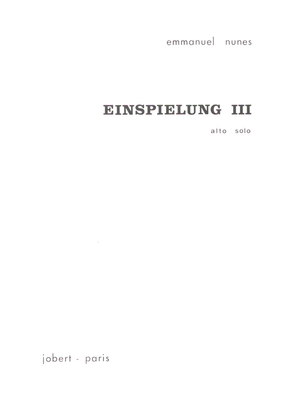 Einspielung 3 pour alto solo