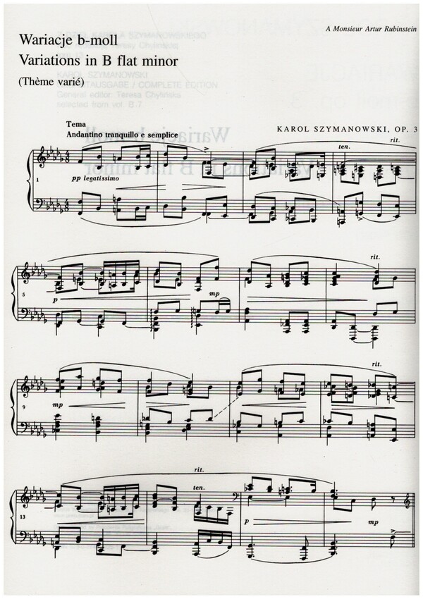 Variations b flat major op.3