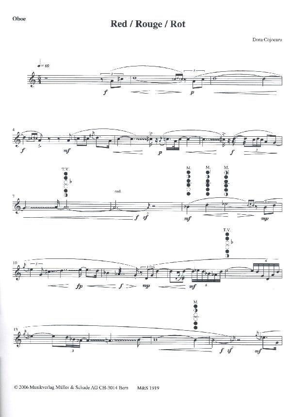 Red / Rouge / Rot for Oboe solo