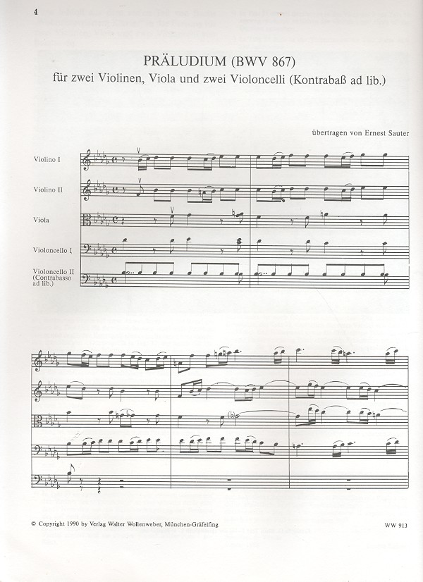 Fuge b-Moll BWV867 für 2 Violinen,