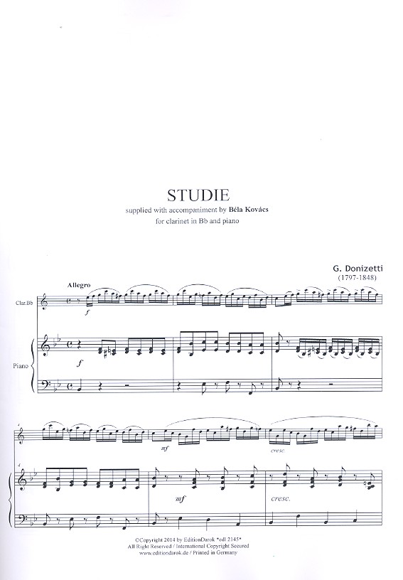 Studie for clarinet and piano