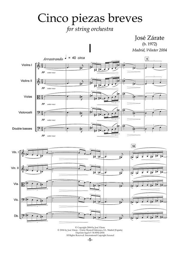 José Zárate - Cinco Piezas Breves