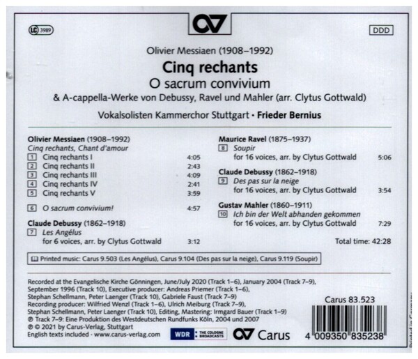 Messiaen: Cinq rechants & O sacrum convivium (Bernius)