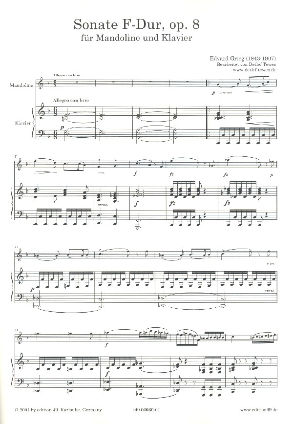 Sonate F-Dur op.8 für Mandoline