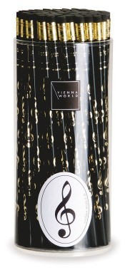 Bleistiftbox Violinschlüssel schwarz/gold