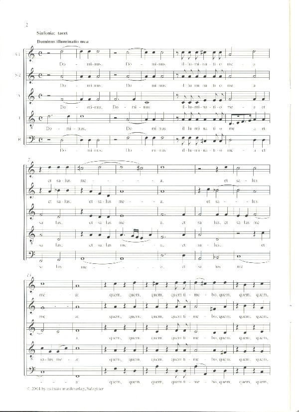 Dominus illuminatio mea für Alt, gem Chor,