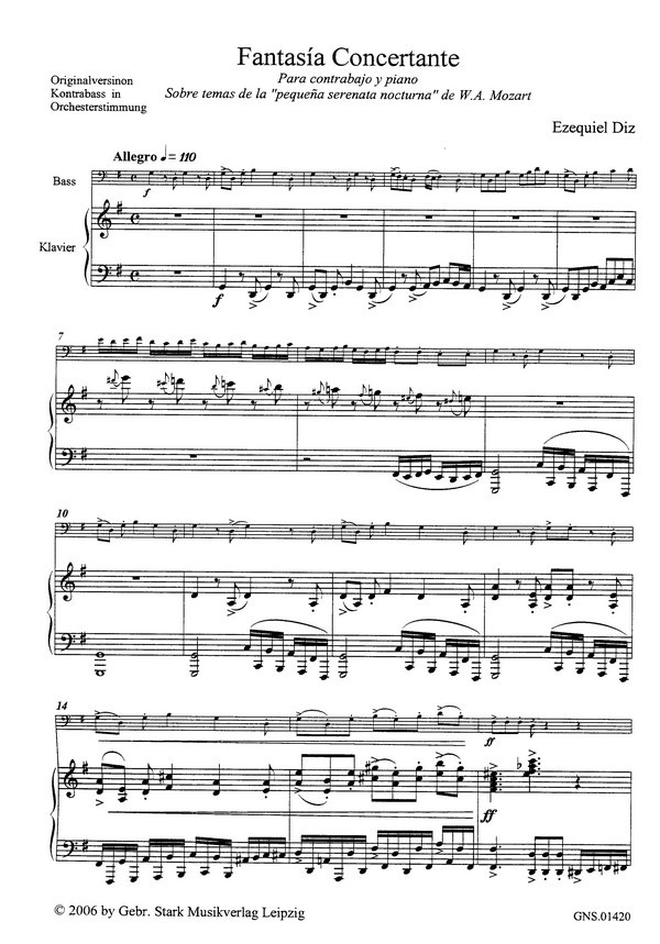 Fantasia Concertante sobra temas de la pequena serenata nocturna