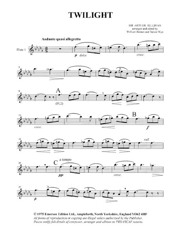 Twilight for 2 flutes and piano