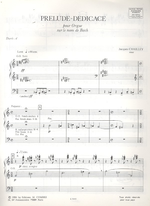 Prélude-Dedicace sur le Nom de Bach