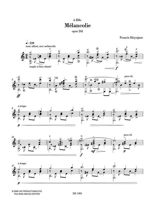 Mélancolie pour guitare