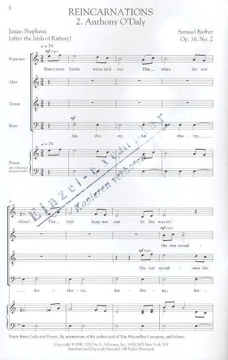 Anthony O Daly for mixed chorus a