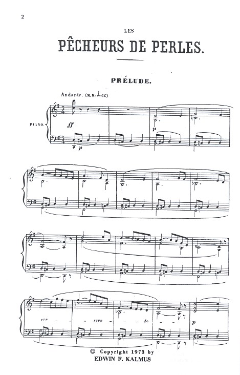 The Pearl Fishers for soli, chorus and