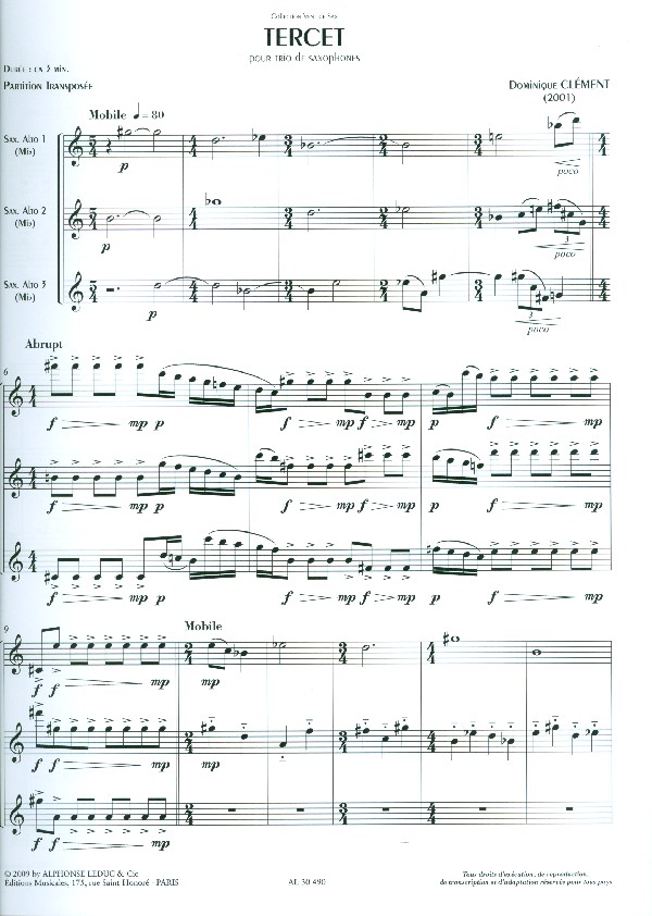 Tercet pour 3 saxophones alto