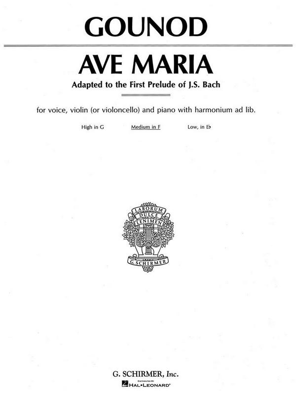 Ave Maria f major for medium voice, violin