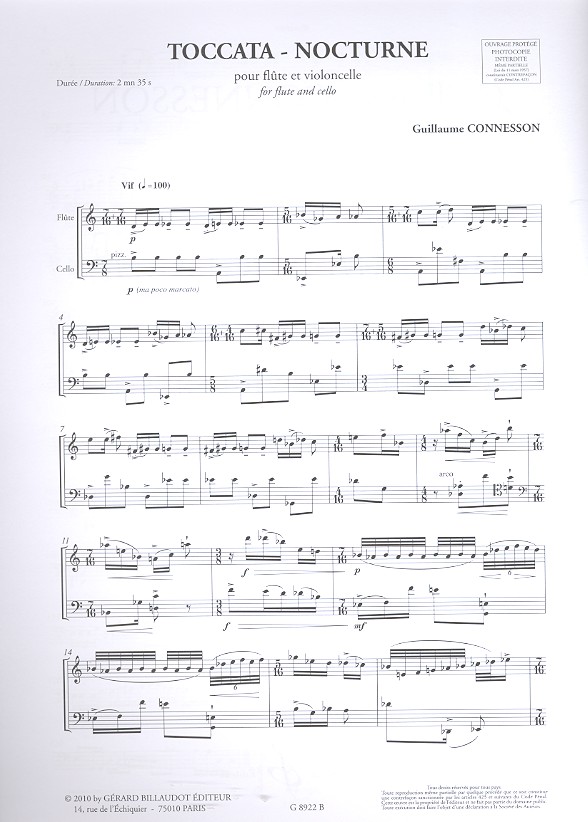 Toccata-Nocturne pour flute et violoncelle