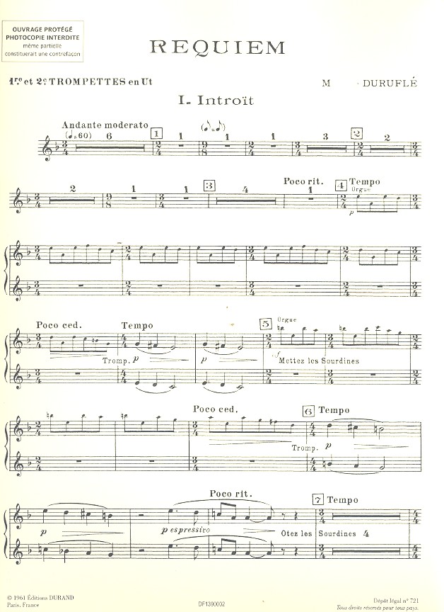 Requiem op.9 pour baryton(s), orgue et