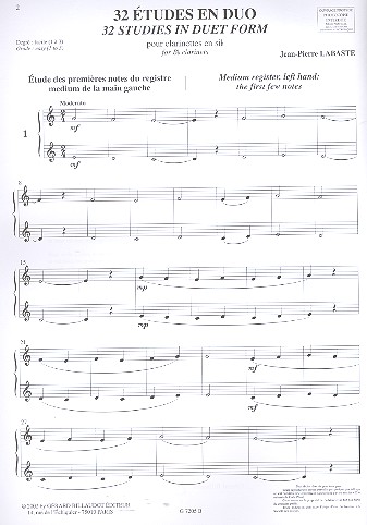 32 Études en Duos pour clarinettes en sib