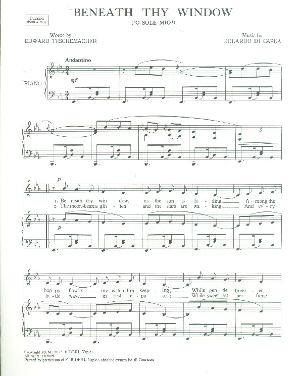 O Sole mio Es-Dur für Singstimme und Klavier