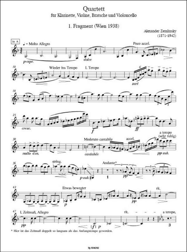 Quartett 2 Fragmente für Klarinette, Violine,
