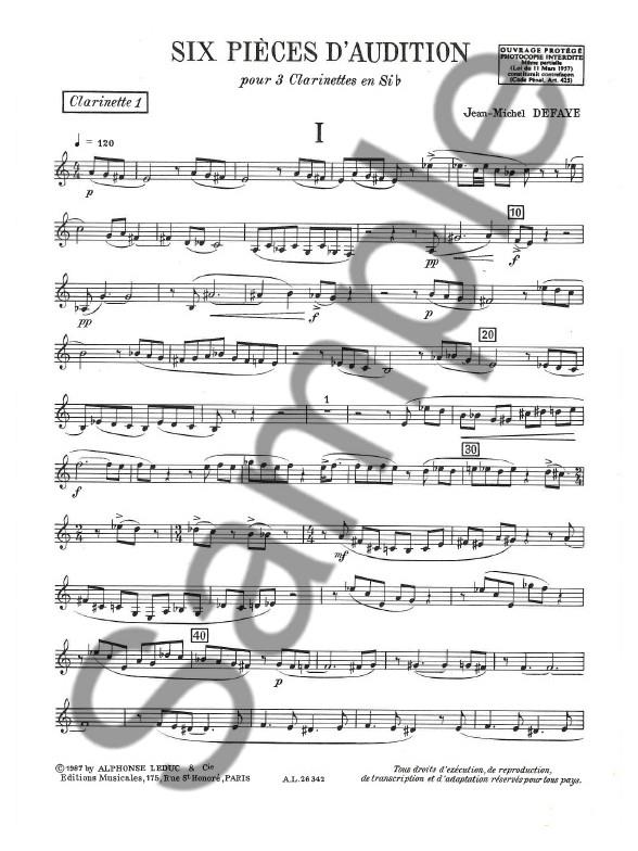 6 pièces d'audition pour